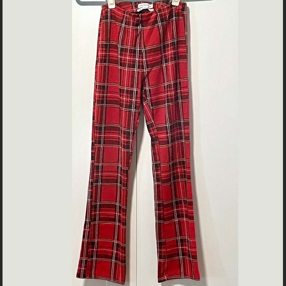 Urban outfitters red plaid pants / leggings. Boot flare - size XS